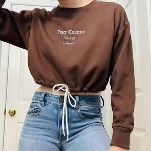 JUICY COUTURE 🤎 Cropped Crewneck Drawstring Sweatshirt
